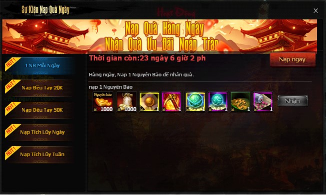 SỰ KIỆN NẠP QUÀ NGÀY THÁNG 02/2026 – HOÀNH TẢO VÔ SONG